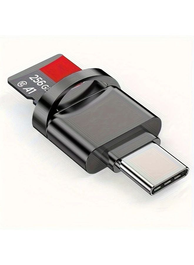 Silvery Dual USB C Card Reader for SD TF Cards 256GB Portable Data Transfer High Gloss Metal Finish - Image 5